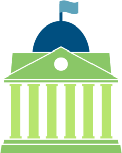 Icon showing a government building with a flag on top